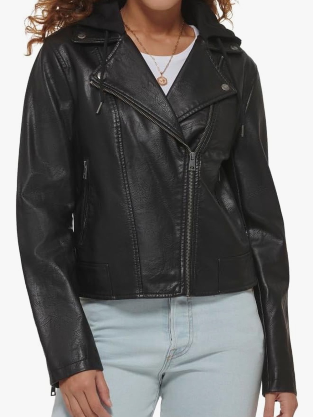 LEVI'S Women's Women's the Classic Faux Leather Motorcycle Jacket with hood